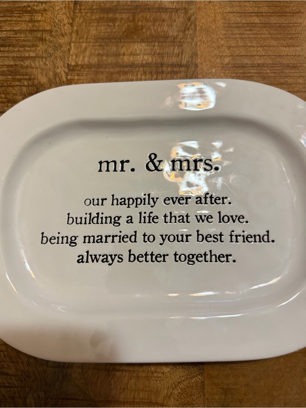 Mud Pie Mr. & Mrs. Best Friend Plate Oblong 10”x7” Appetizer Hors d'oeuvre Decor